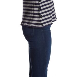 THREE Dots Poorboy Ribbed Long Sleeve Button Top